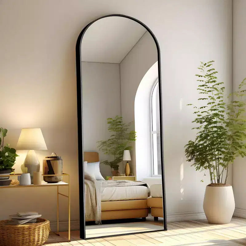 Specchio a Parete Rettangolare Moderno con Cornice in Alluminio – 200x90 cm, Vetro Temperato HD