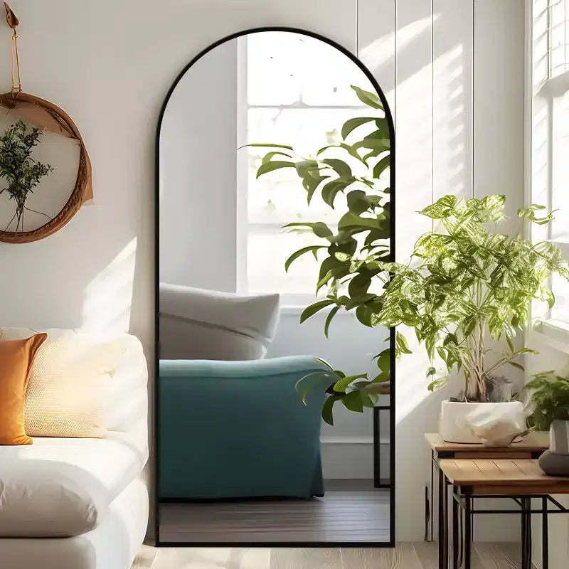 Specchio a Parete Rettangolare Moderno con Cornice in Alluminio – 200x90 cm, Vetro Temperato HD