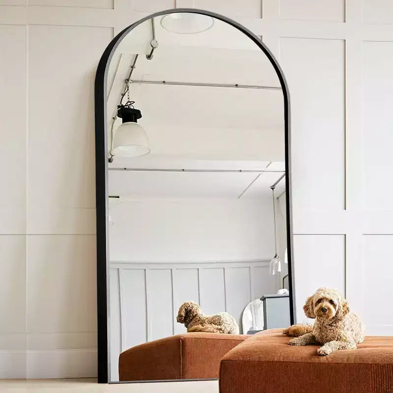 Specchio a Parete Rettangolare Moderno con Cornice in Alluminio – 200x90 cm, Vetro Temperato HD
