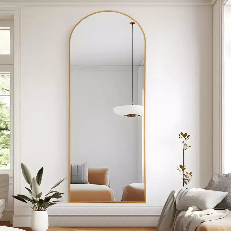 Specchio a Parete Rettangolare Moderno con Cornice in Alluminio – 200x90 cm, Vetro Temperato HD