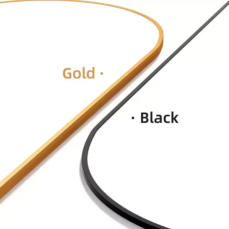 Specchio a Parete Rettangolare Moderno con Cornice in Alluminio – 200x90 cm, Vetro Temperato HD