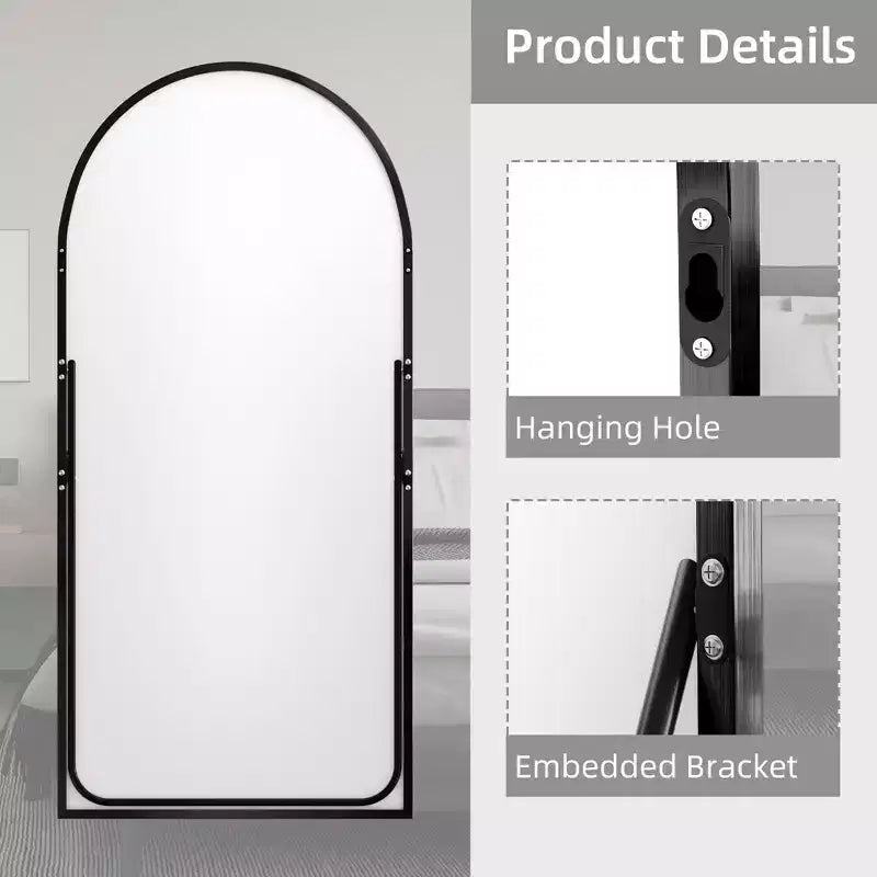 Specchio a Parete Rettangolare Moderno con Cornice in Alluminio – 200x90 cm, Vetro Temperato HD