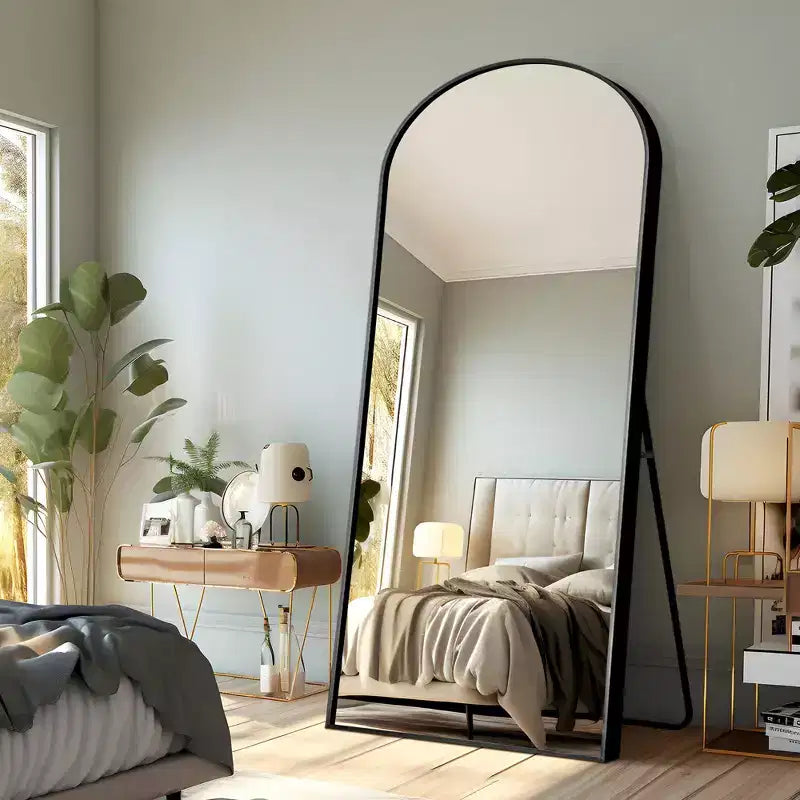 Specchio a Parete Rettangolare Moderno con Cornice in Alluminio – 200x90 cm, Vetro Temperato HD