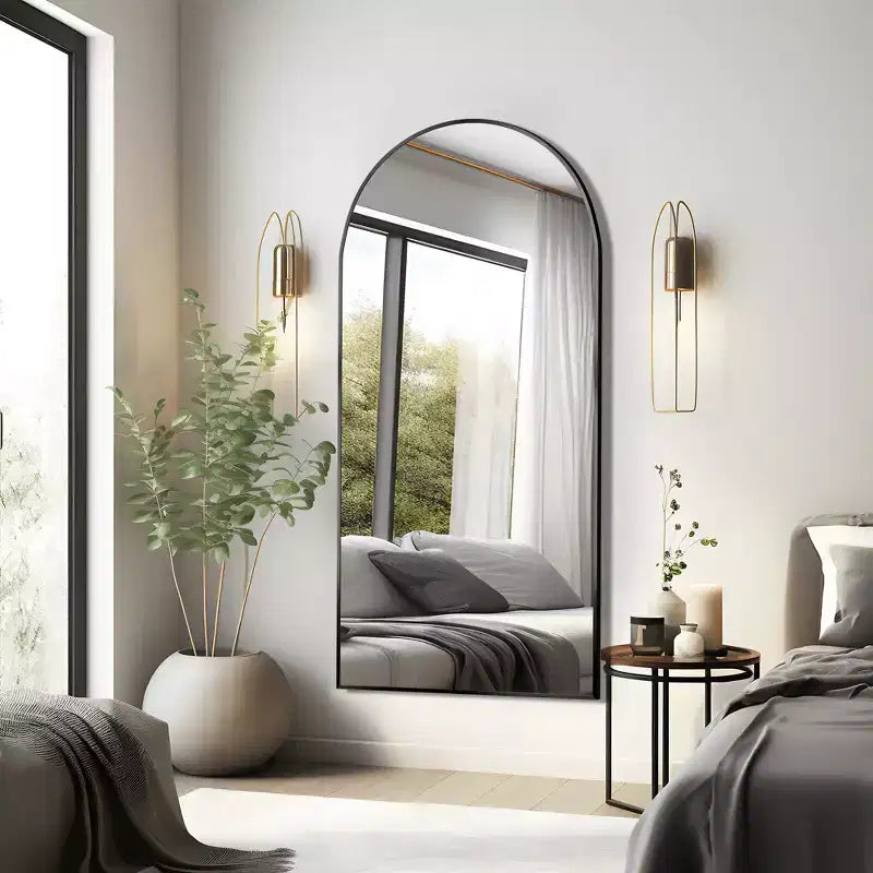 Specchio a Parete Rettangolare Moderno con Cornice in Alluminio – 200x90 cm, Vetro Temperato HD