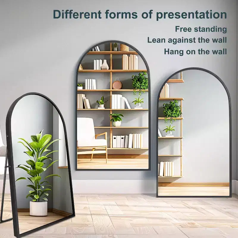 Specchio a Parete Rettangolare Moderno con Cornice in Alluminio – 200x90 cm, Vetro Temperato HD