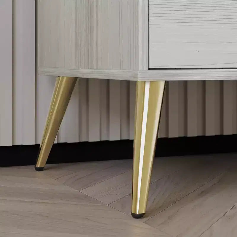 Cassettiera in legno a 6 cassetti con maniglie dorate e gambe affusolate – Contenitore per camera da letto