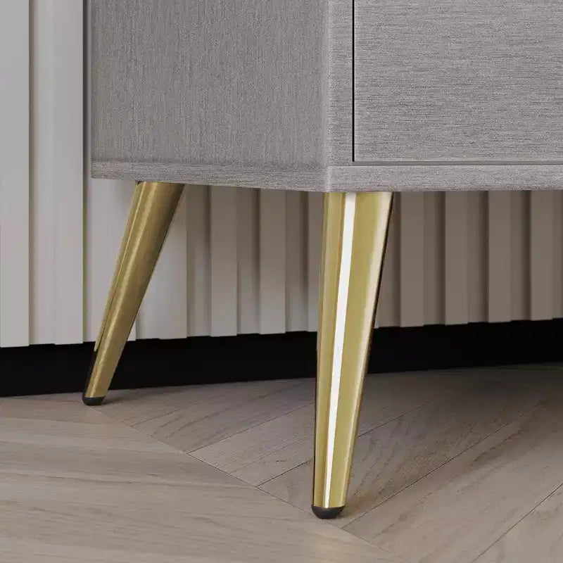 Cassettiera in legno a 6 cassetti con maniglie dorate e gambe affusolate – Contenitore per camera da letto