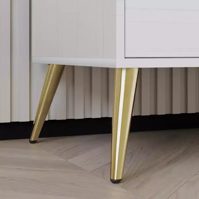 Cassettiera in legno a 6 cassetti con maniglie dorate e gambe affusolate – Contenitore per camera da letto