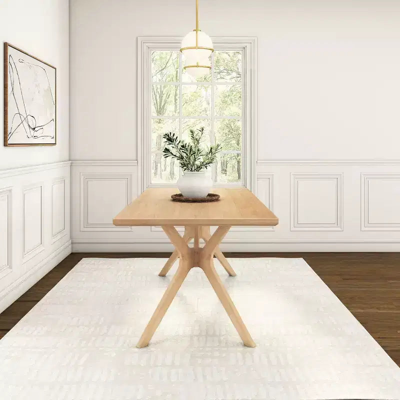 Tavolo da pranzo 72" in legno massello con gambe incrociate per 6 persone – Stile scandinavo-boho