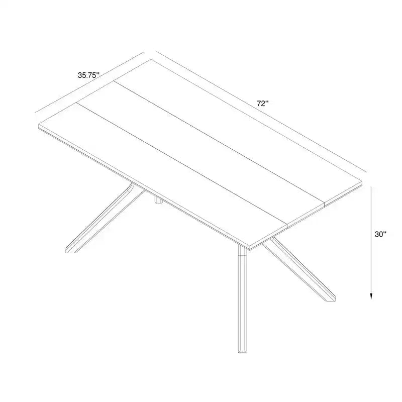 Tavolo da pranzo 72" in legno massello con gambe incrociate per 6 persone – Stile scandinavo-boho