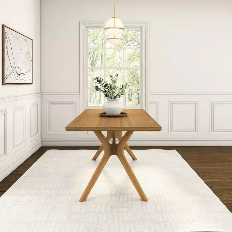 Tavolo da pranzo 72" in legno massello con gambe incrociate per 6 persone – Stile scandinavo-boho