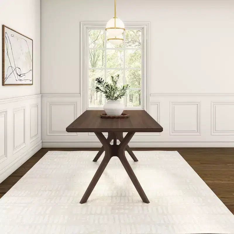 Tavolo da pranzo 72" in legno massello con gambe incrociate per 6 persone – Stile scandinavo-boho