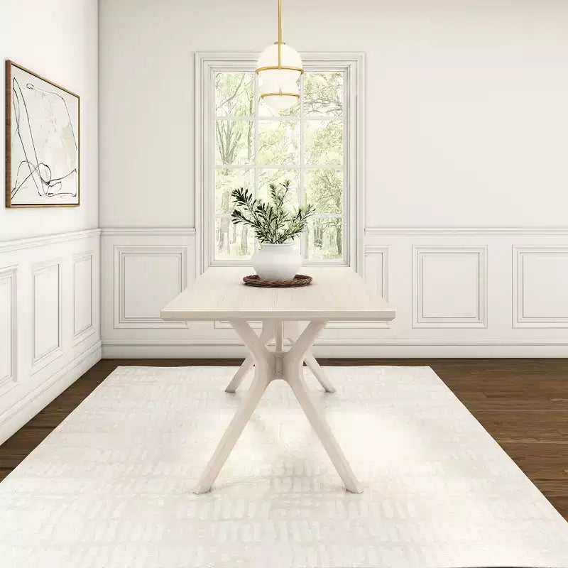 Tavolo da pranzo 72" in legno massello con gambe incrociate per 6 persone – Stile scandinavo-boho
