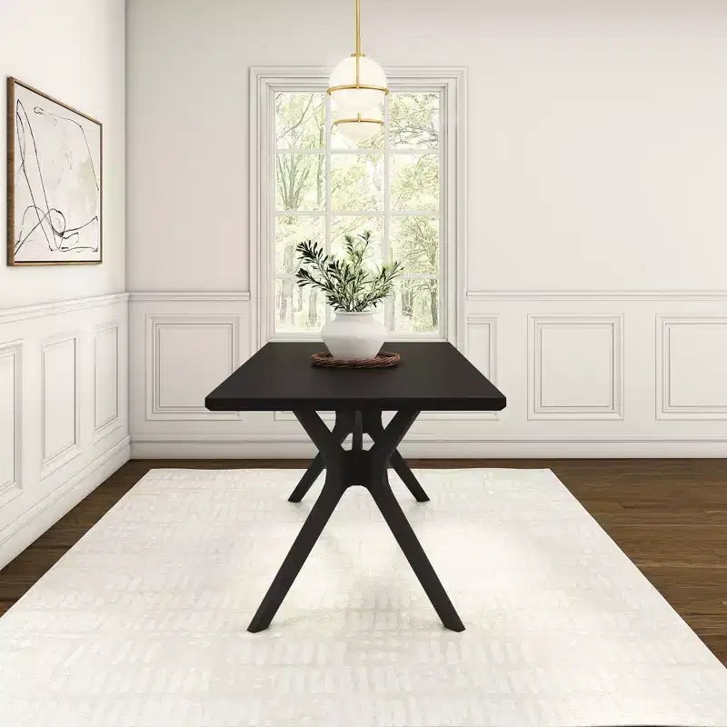 Tavolo da pranzo 72" in legno massello con gambe incrociate per 6 persone – Stile scandinavo-boho