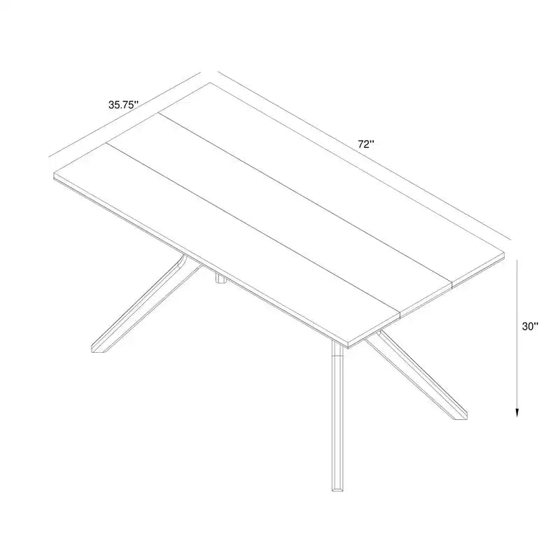 Tavolo da pranzo 72" in legno massello con gambe incrociate per 6 persone – Stile scandinavo-boho