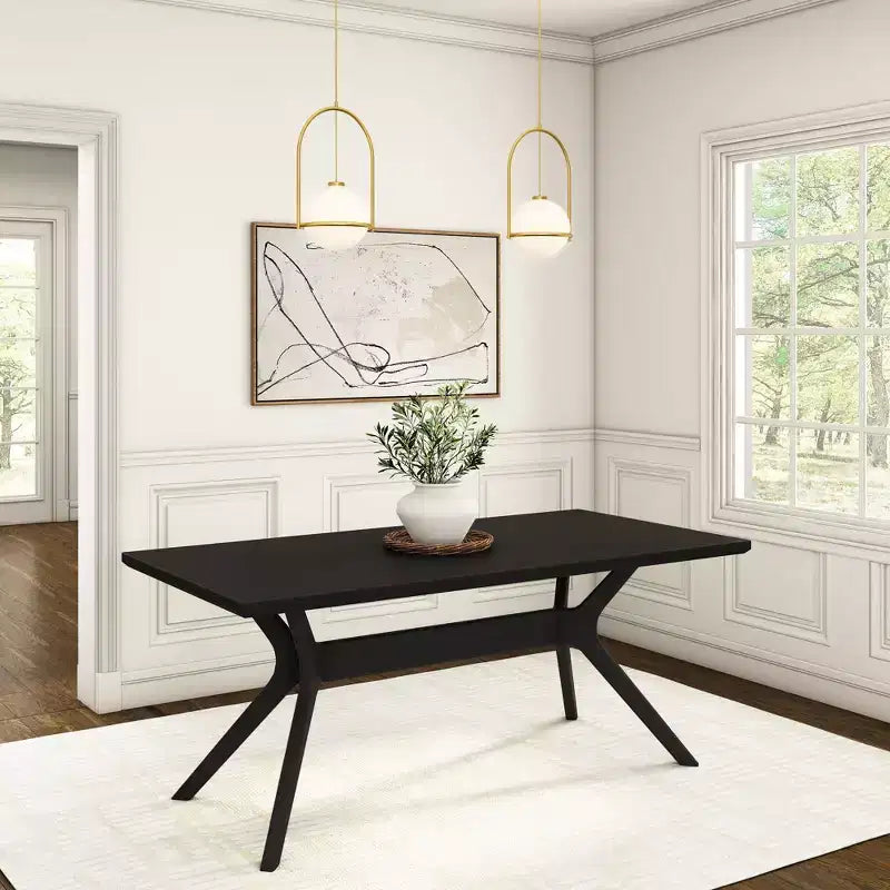 Tavolo da pranzo 72" in legno massello con gambe incrociate per 6 persone – Stile scandinavo-boho