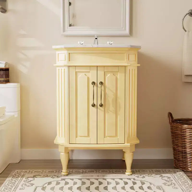 Mobiletto da Bagno a Terra Indipendente con 2 Ante – MDF Impermeabile, Design Antiribaltamento