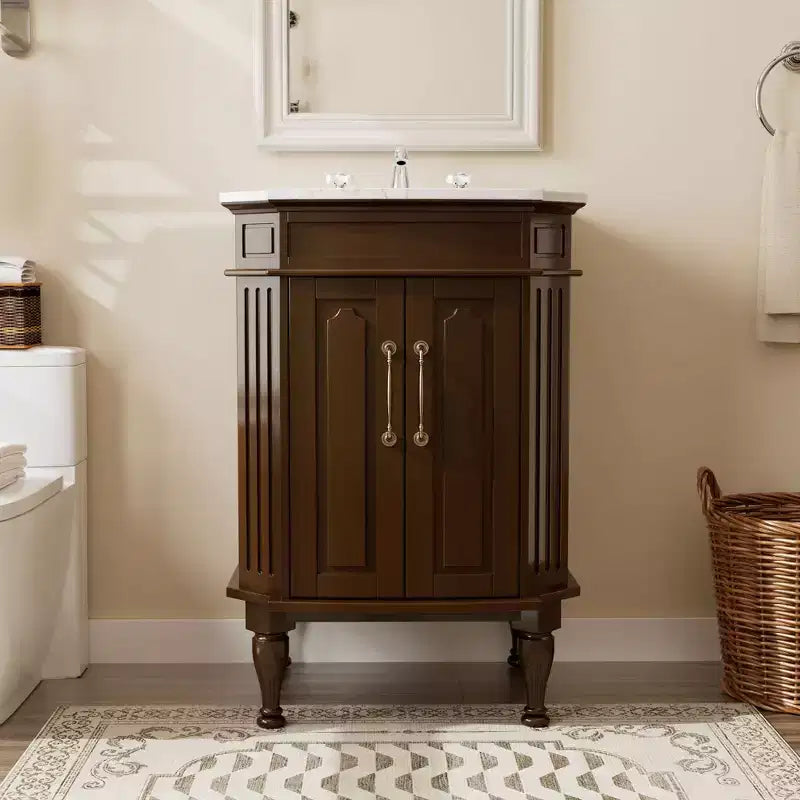 Mobiletto da Bagno a Terra Indipendente con 2 Ante – MDF Impermeabile, Design Antiribaltamento