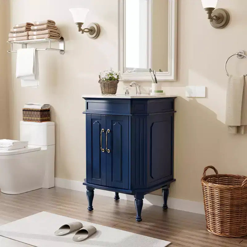 Mobiletto da Bagno a Terra Indipendente con 2 Ante – MDF Impermeabile, Design Antiribaltamento