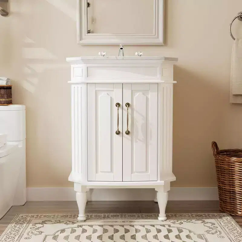 Mobiletto da Bagno a Terra Indipendente con 2 Ante – MDF Impermeabile, Design Antiribaltamento