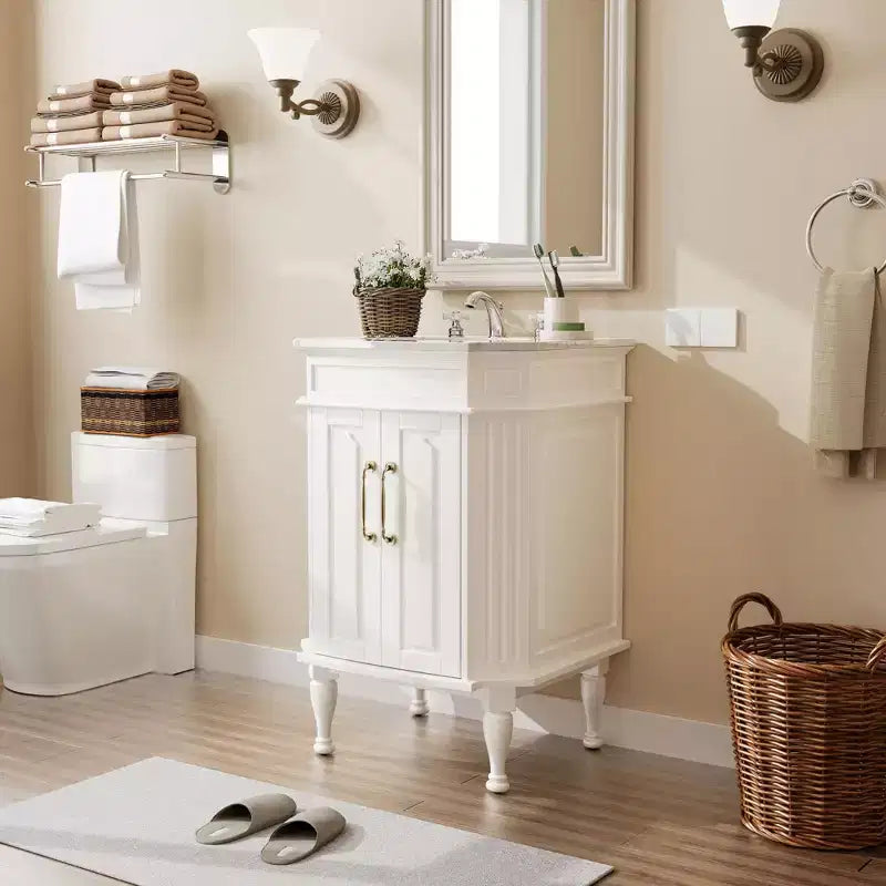 Mobiletto da Bagno a Terra Indipendente con 2 Ante – MDF Impermeabile, Design Antiribaltamento