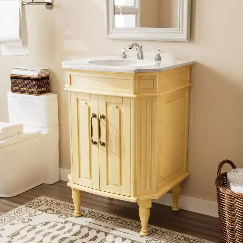 Mobiletto da Bagno a Terra Indipendente con 2 Ante – MDF Impermeabile, Design Antiribaltamento