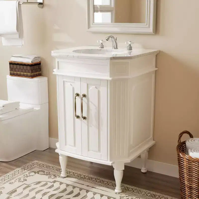 Mobiletto da Bagno a Terra Indipendente con 2 Ante – MDF Impermeabile, Design Antiribaltamento