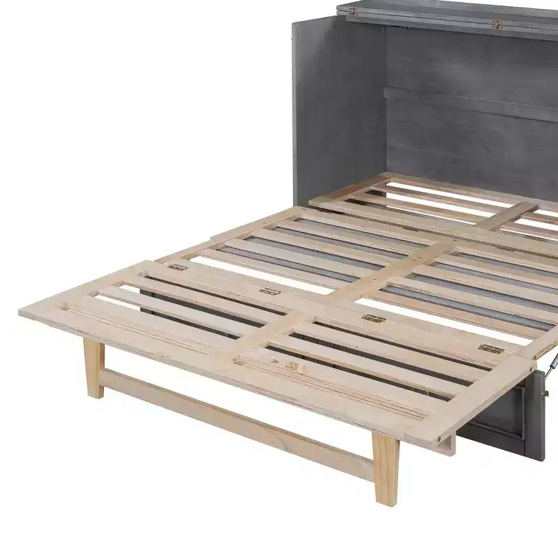 Letto a scomparsa matrimoniale/king size in legno con ampio cassetto e prese di ricarica