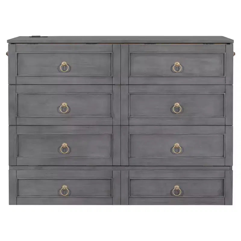 Letto a scomparsa matrimoniale/king size in legno con ampio cassetto e prese di ricarica