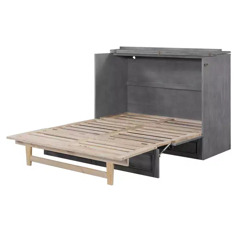 Letto a scomparsa matrimoniale/king size in legno con ampio cassetto e prese di ricarica