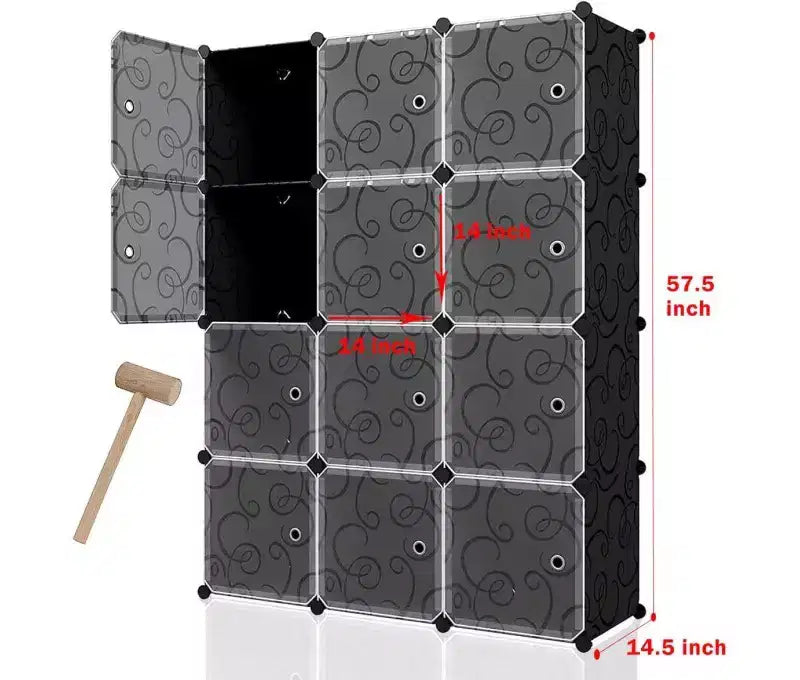 Organizzatore portaoggetti a 12 cubi con ante, scaffale modulare impermeabile per soggiorno e camera da letto