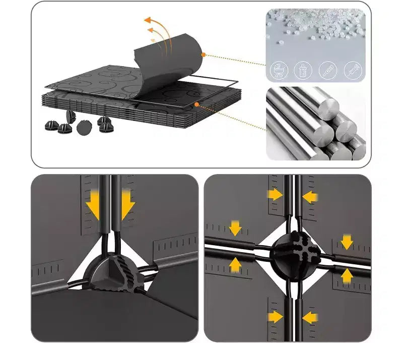 Organizzatore portaoggetti a 12 cubi con ante, scaffale modulare impermeabile per soggiorno e camera da letto