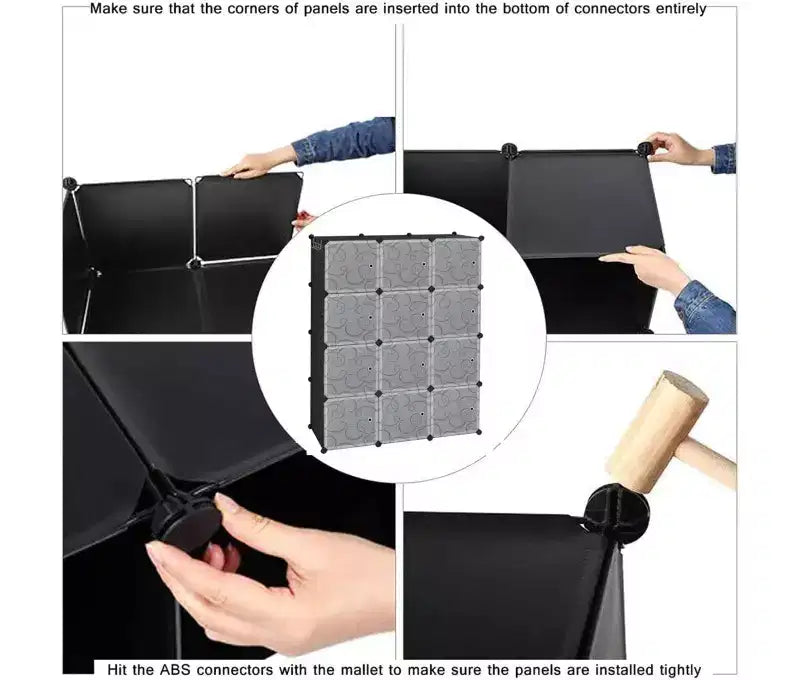 Organizzatore portaoggetti a 12 cubi con ante, scaffale modulare impermeabile per soggiorno e camera da letto