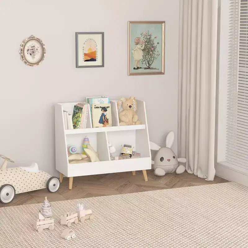 Scaffale a 5 cubi per bambini e organizer per giocattoli – MDF bianco, sicuro per età 3+