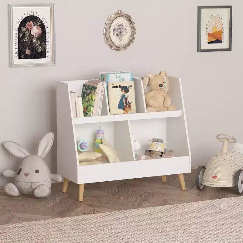 Scaffale a 5 cubi per bambini e organizer per giocattoli – MDF bianco, sicuro per età 3+