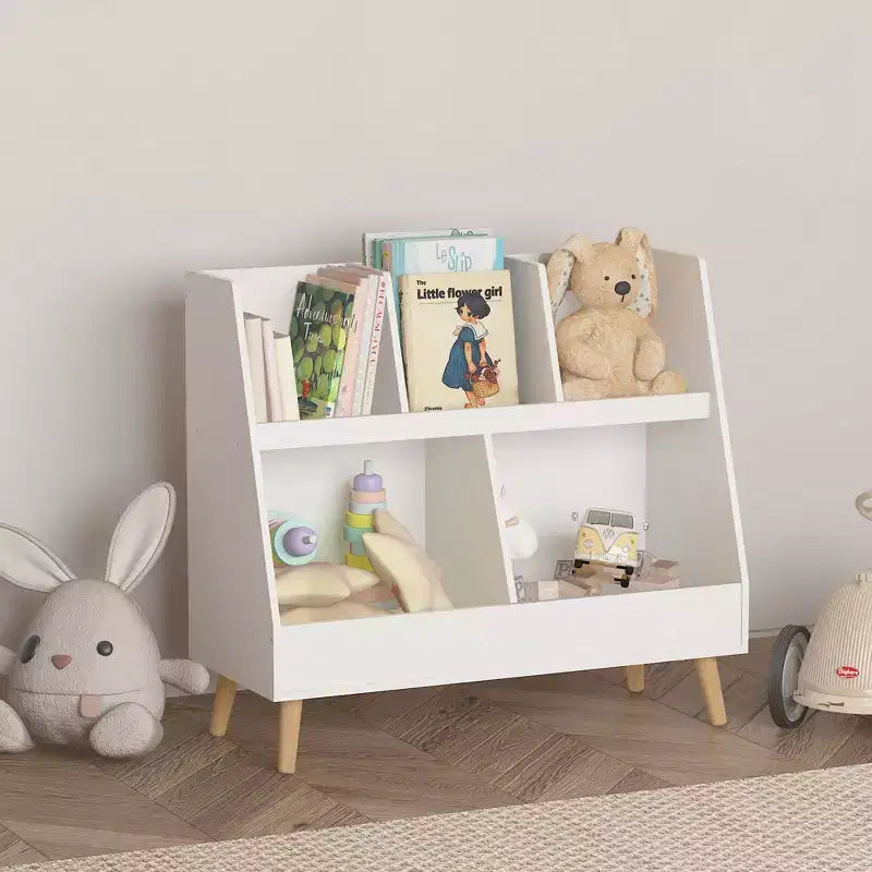 Scaffale a 5 cubi per bambini e organizer per giocattoli – MDF bianco, sicuro per età 3+