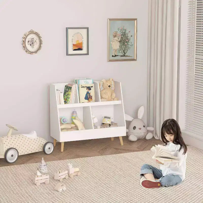 Scaffale a 5 cubi per bambini e organizer per giocattoli – MDF bianco, sicuro per età 3+
