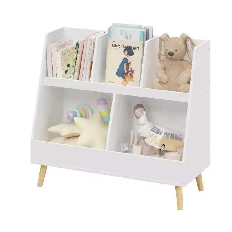 Scaffale a 5 cubi per bambini e organizer per giocattoli – MDF bianco, sicuro per età 3+