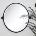 TEHOME Javel Black Metal Framed Pivot Oval Bathroom Mirror Tilting Beveled Vanity Mirrors for Wall, Overall 27.03 x 26 inches (Mirrror 23 x 26 inches)